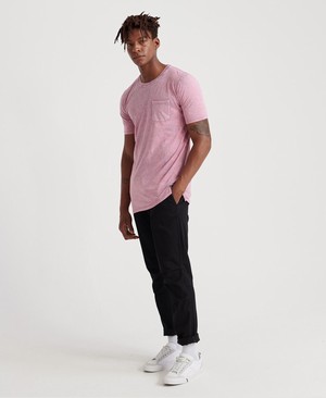 Superdry Hoxton Wash Longline Férfi Pólók Rózsaszín | QIVJR1569